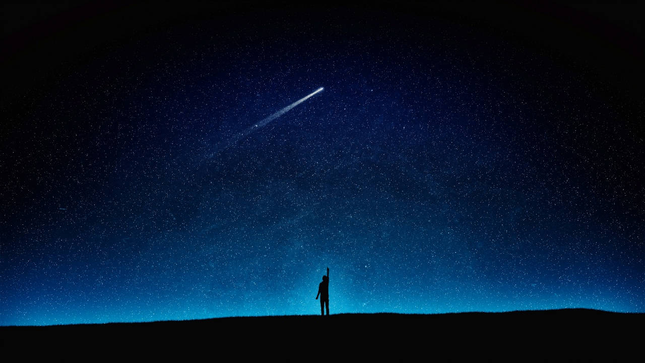 Dark Starry Night PC, comet, starry midnight sky, HD Desktop Wallpaper
