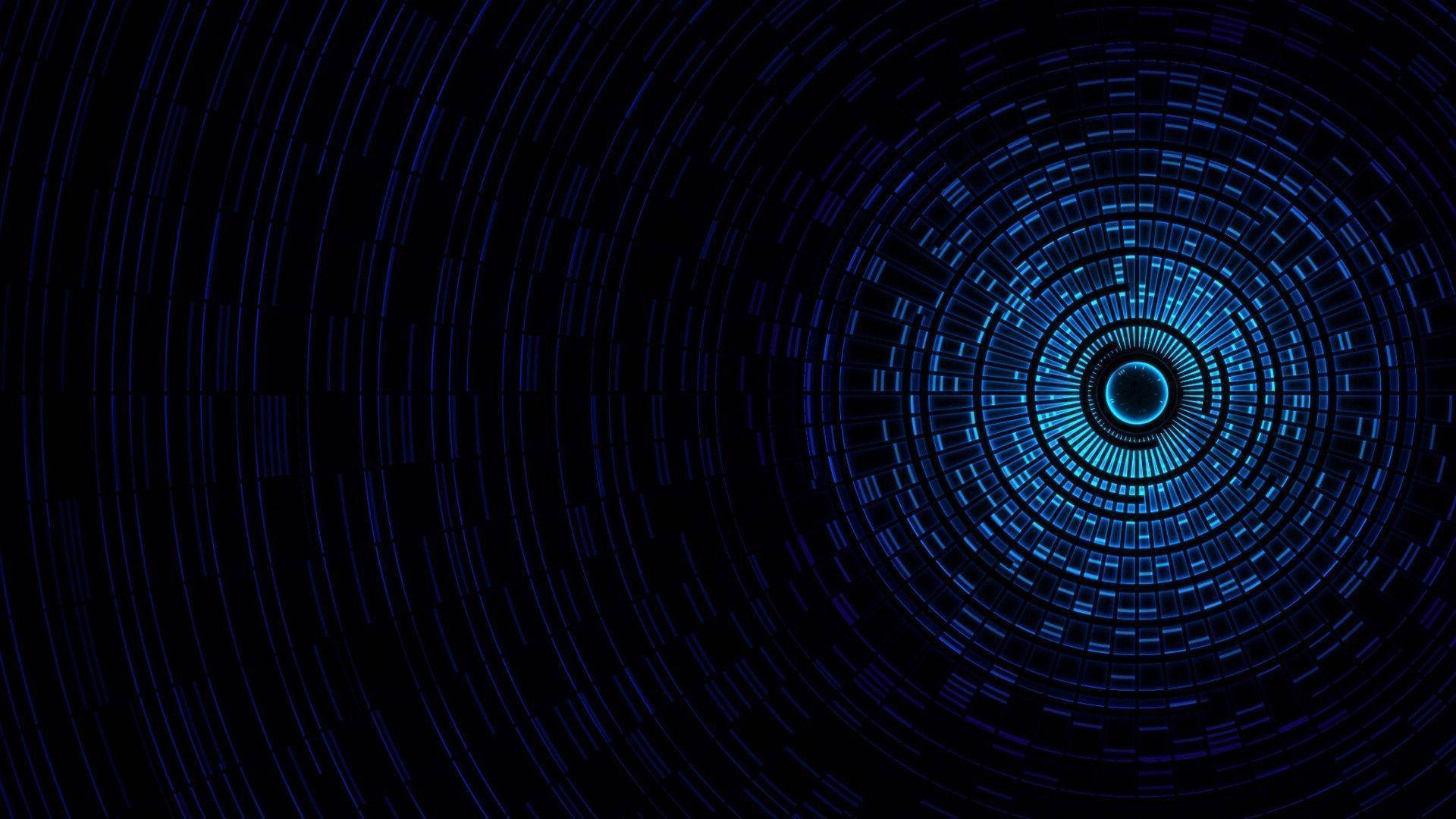 Data Visualizer, glowing blue segments, black void, Full HD Desktop Wallpaper