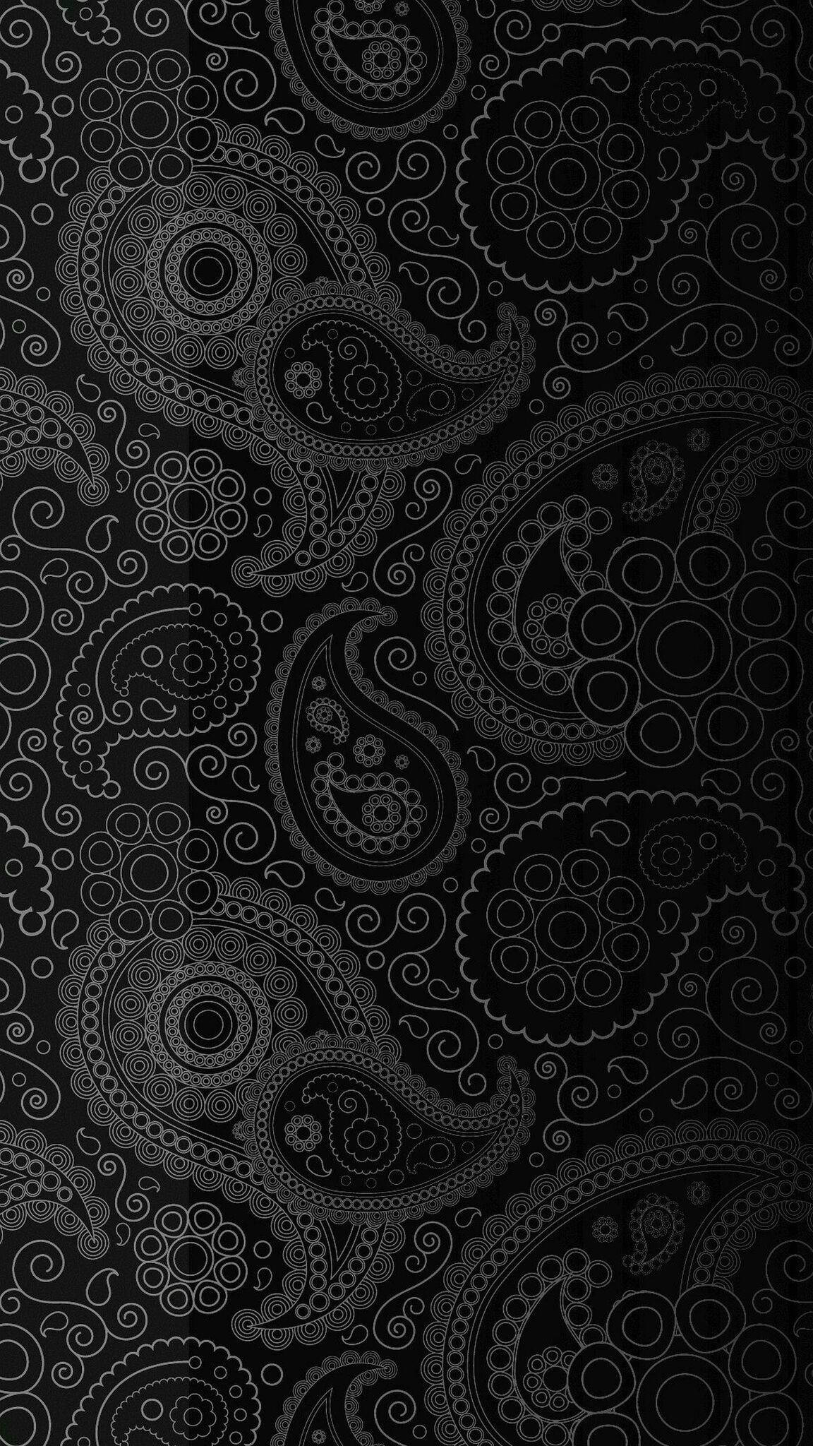 Dark Phone, paisley pattern, silver, Full HD Phone Wallpaper