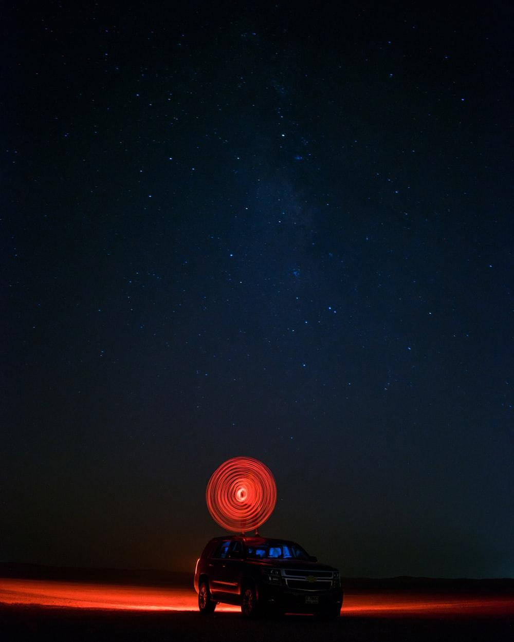 Dark Phone, SUV, red spiral light trail, SD Phone Wallpaper