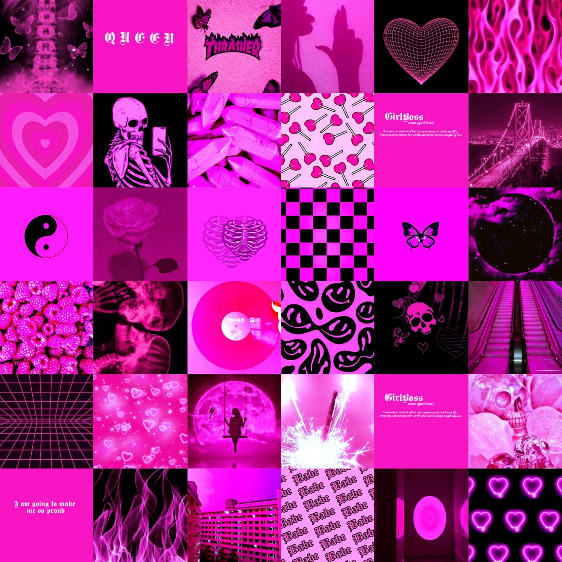 pink, black, collage, Full HD Desktop Wallpaper