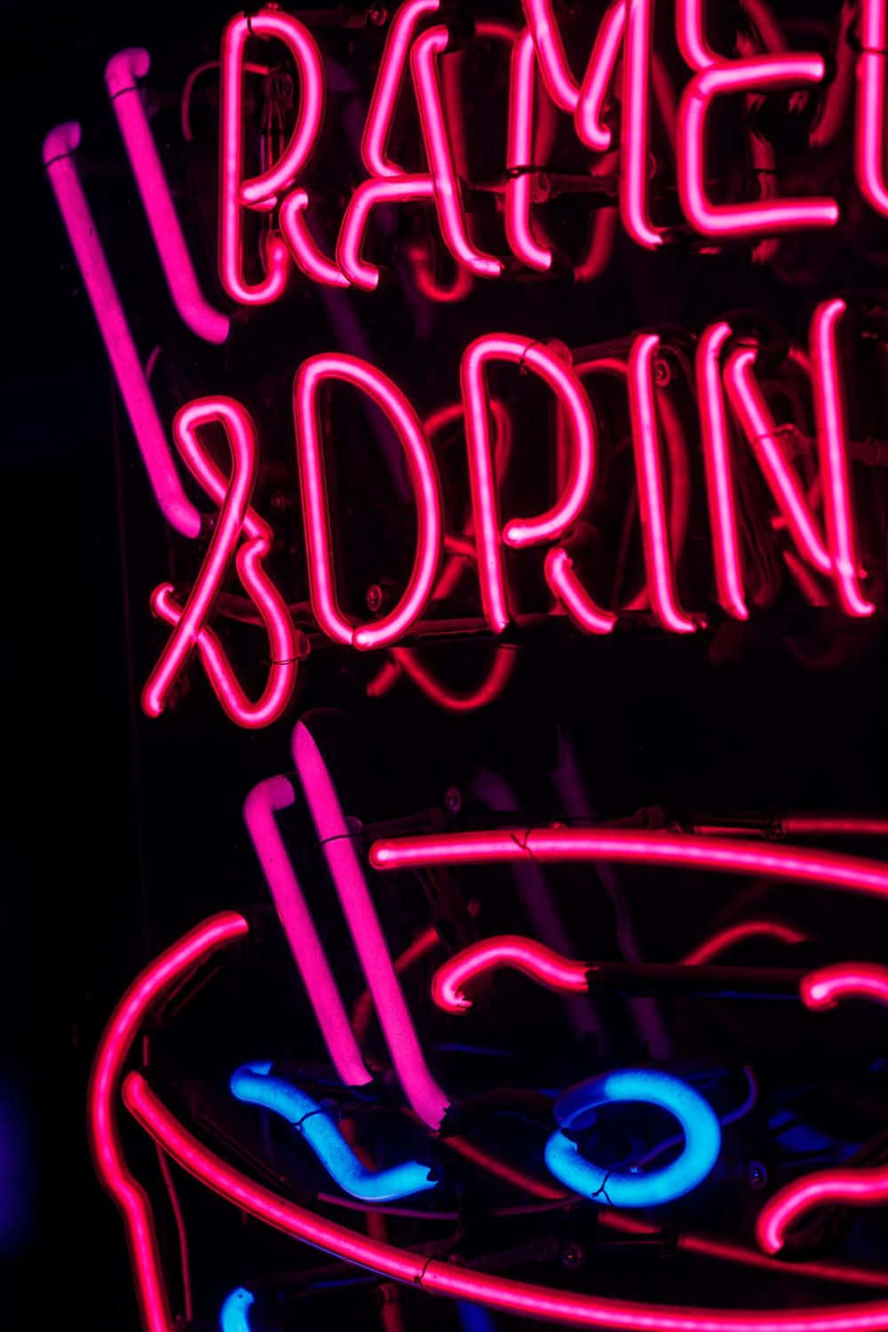FRAME & DRINK, neon lights, pink, HD Phone Wallpaper