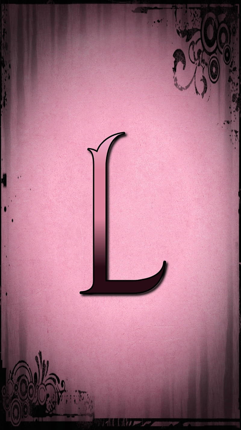 Dark Pink Letter L, dark gradient, textured pink background, HD Phone Wallpaper