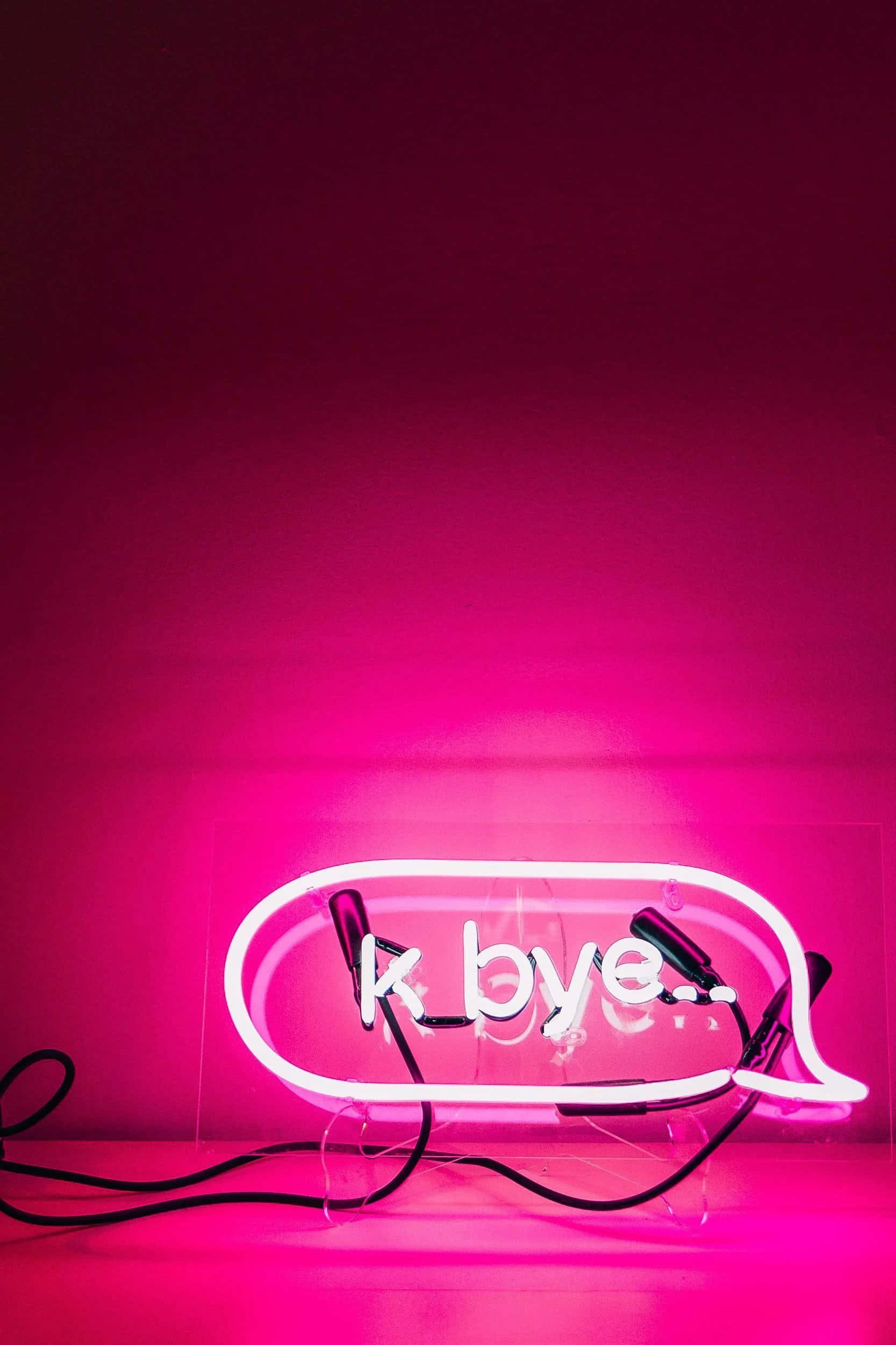 k bye..., glowing pink neon sign, speech bubble, Full HD Phone Wallpaper
