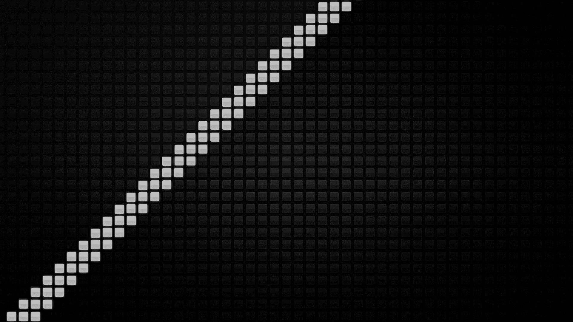 Dark Pixel, glowing white pixels, dark grid background, Full HD Desktop Wallpaper