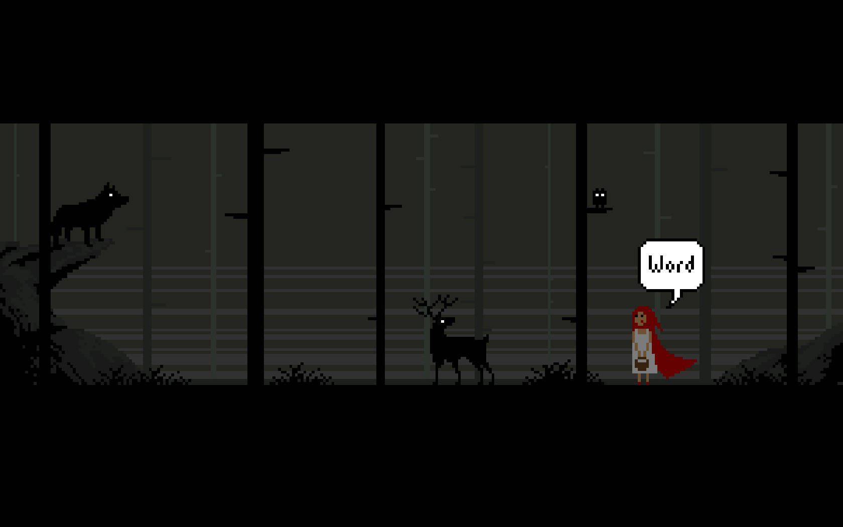 Dark Pixel, pixel-art girl, red hair, HD Desktop Wallpaper