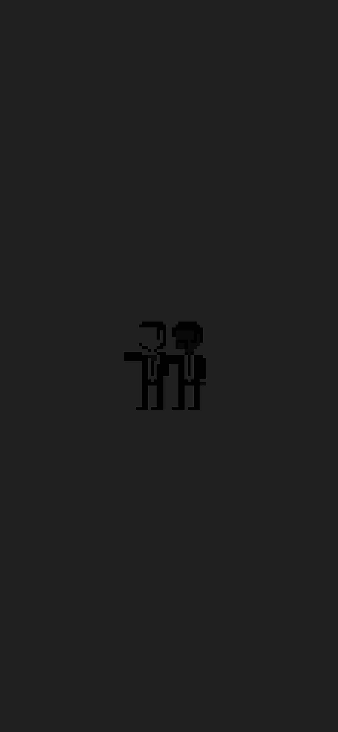 Dark Pixel, black background, black logo, Full HD Phone Wallpaper