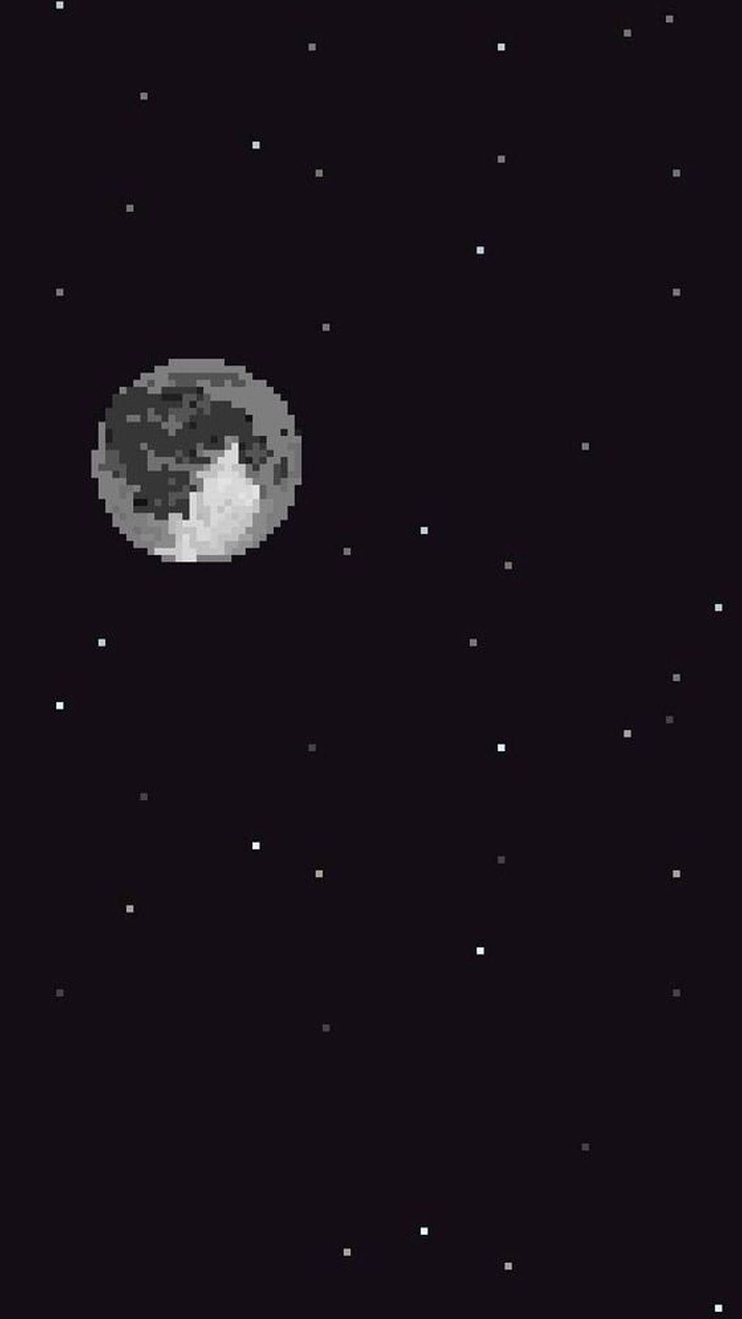 Dark Pixel, pixelated moon, gray and white craters, Full HD Phone Wallpaper