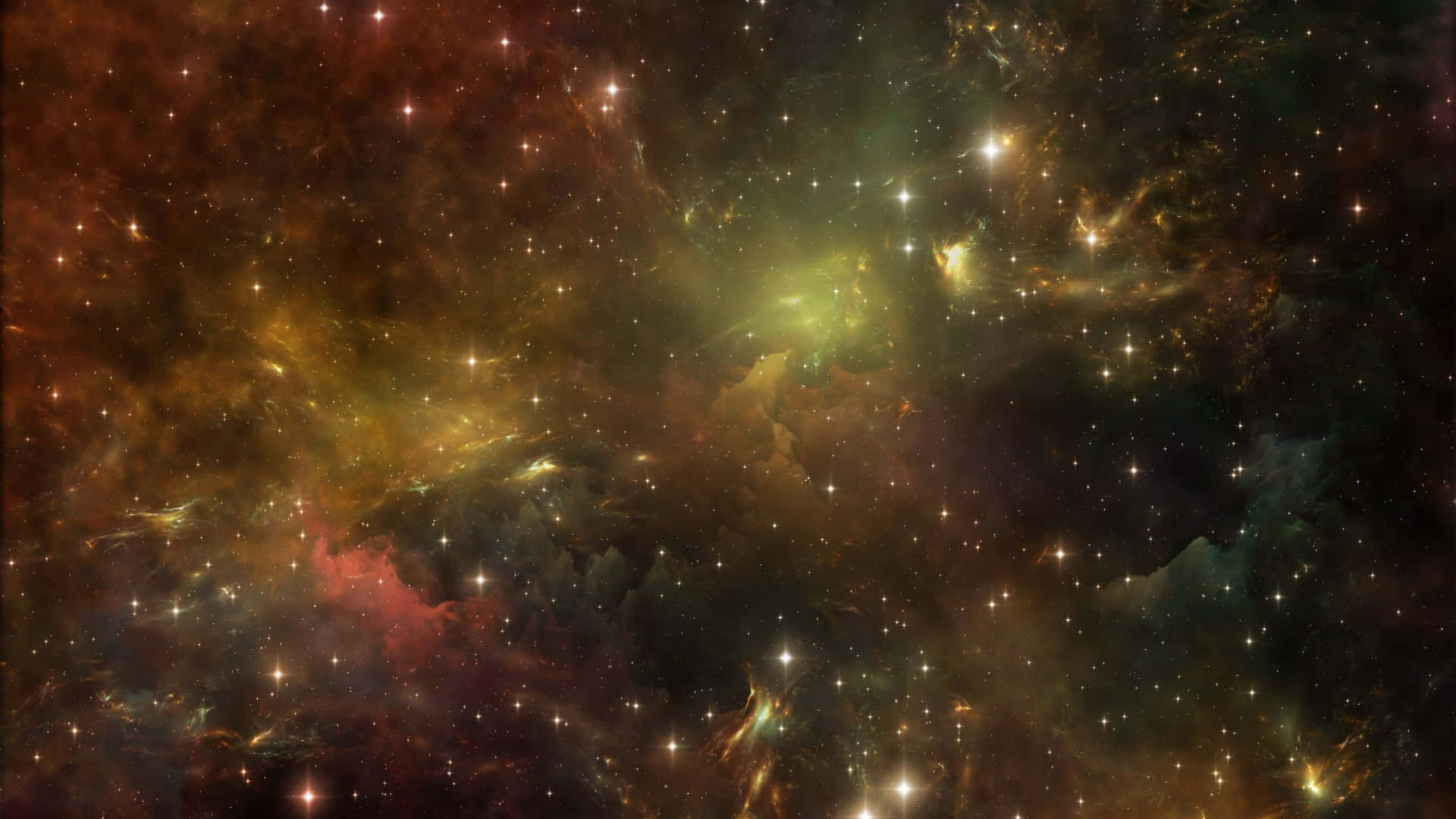 dark matter, cosmic nebula, glowing green orange and red gases, Full HD Desktop Wallpaper