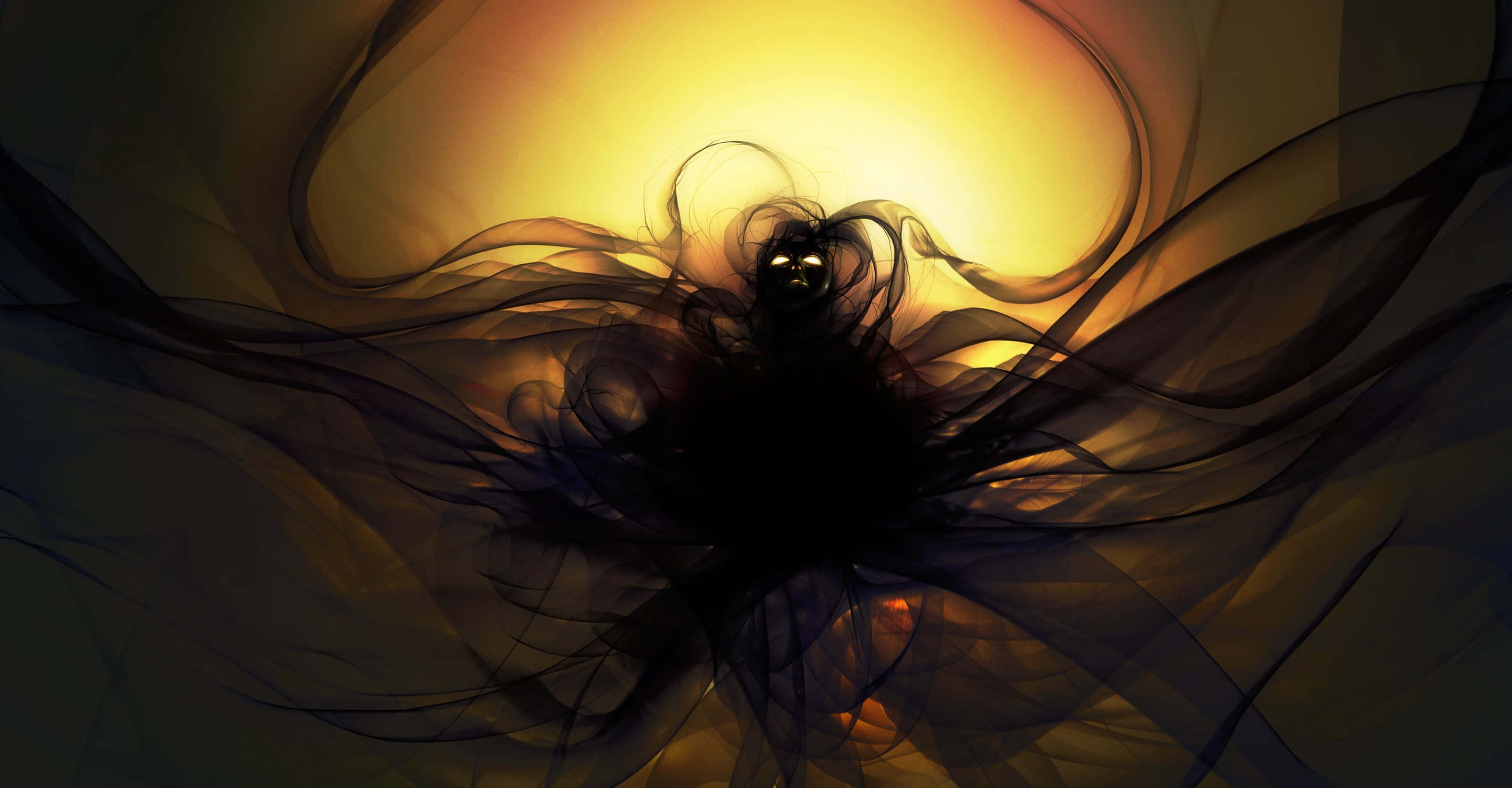 Dark Power, amber, black, 2K Desktop Wallpaper