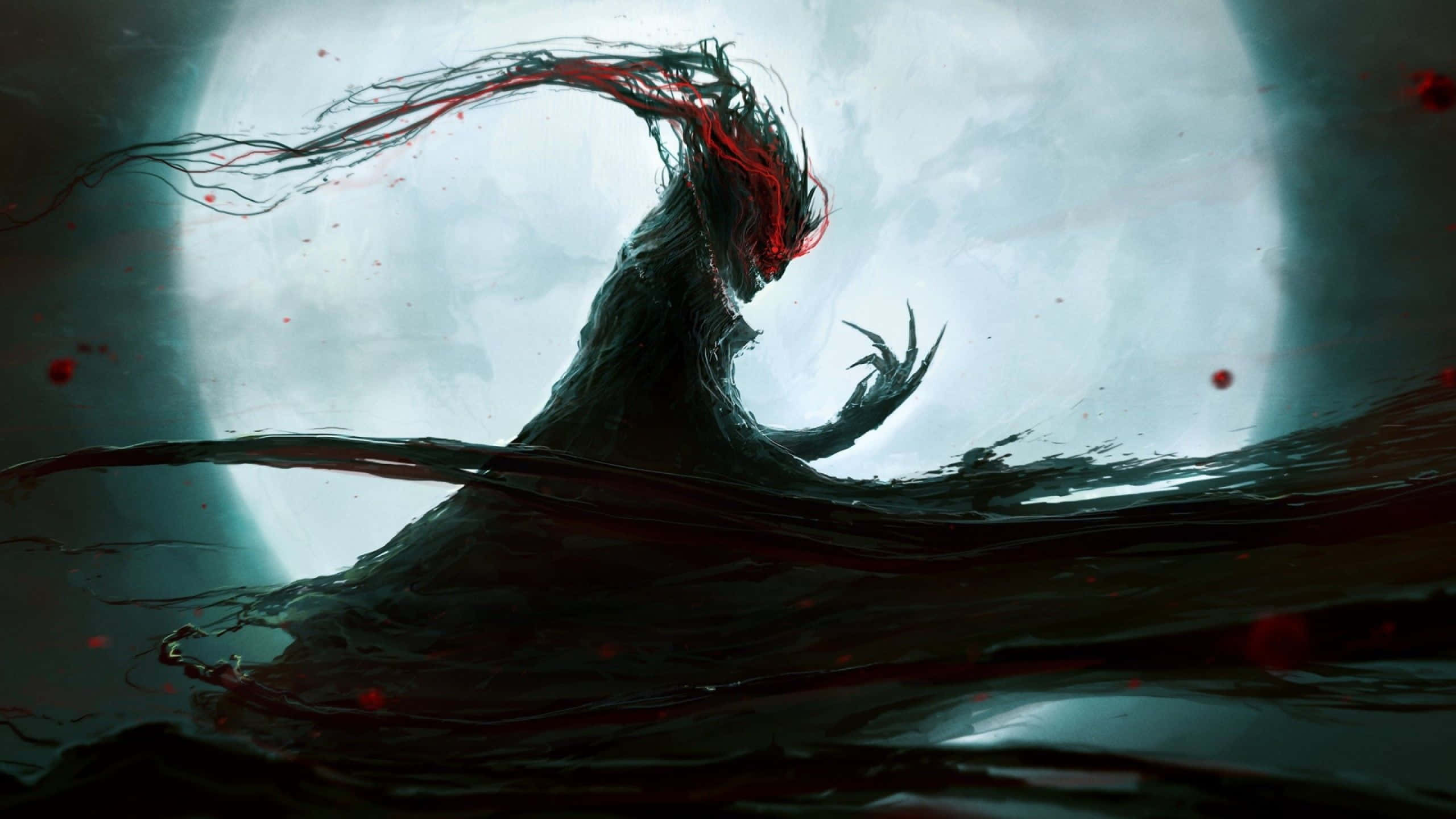 Dark Power, red tendrils, claws, 2K Desktop Wallpaper