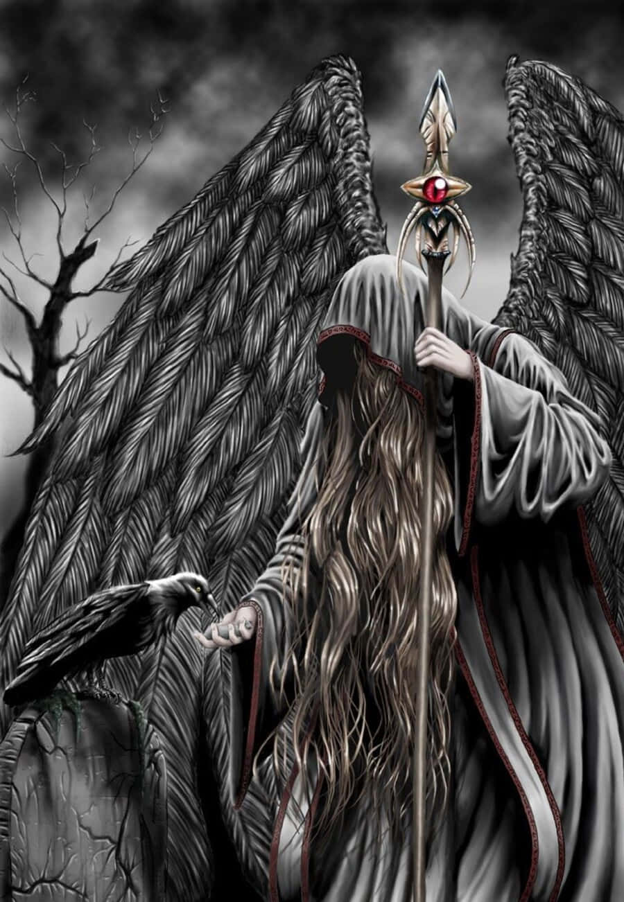 Dark Power, cloaked angel, massive dark wings, HD Phone Wallpaper