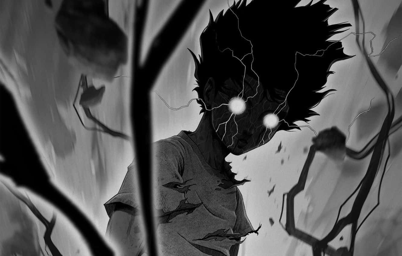 Dark Power, black and white anime character, glowing eyes, HD Desktop Wallpaper