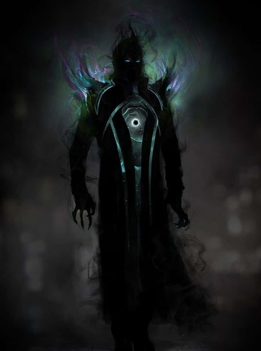 Dark Power, glowing eyes, ethereal green purple energy, SD Phone Wallpaper