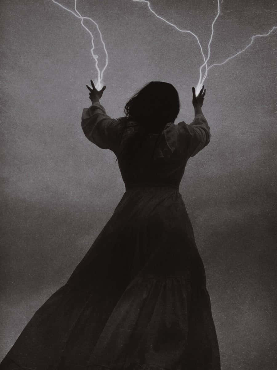 Dark Power, lightning, stormy gray sky, SD Phone Wallpaper