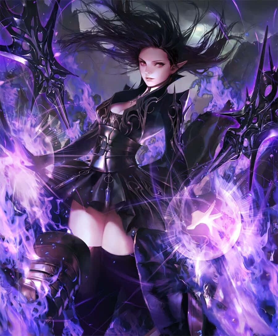 Dark Power 900, black armor, glowing purple energy, SD Phone Wallpaper