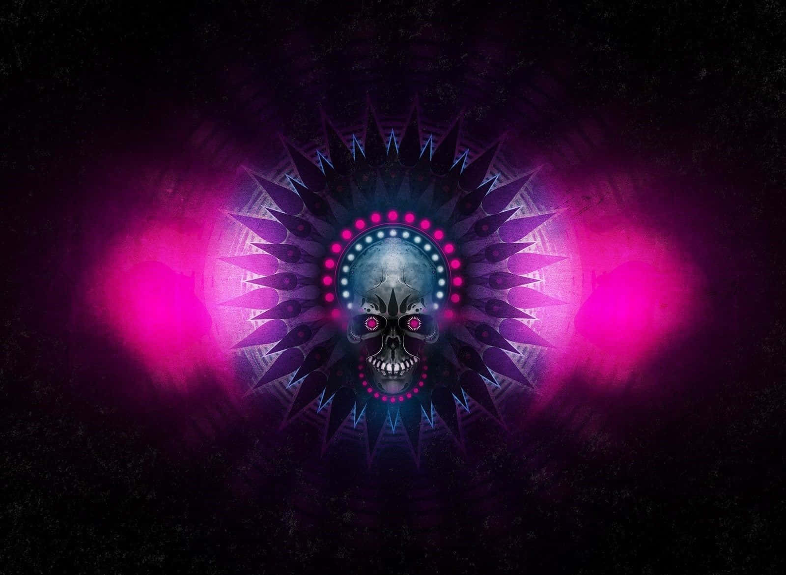 Dark Psychedelic HD, glowing skull, pink eyes, HD Desktop Wallpaper