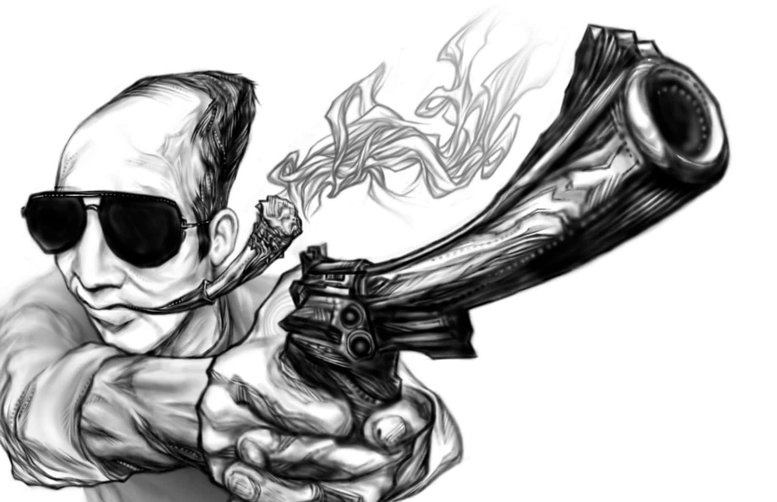 Dark Psychedelic HD, man in sunglasses, smoking revolver, HD Desktop Wallpaper