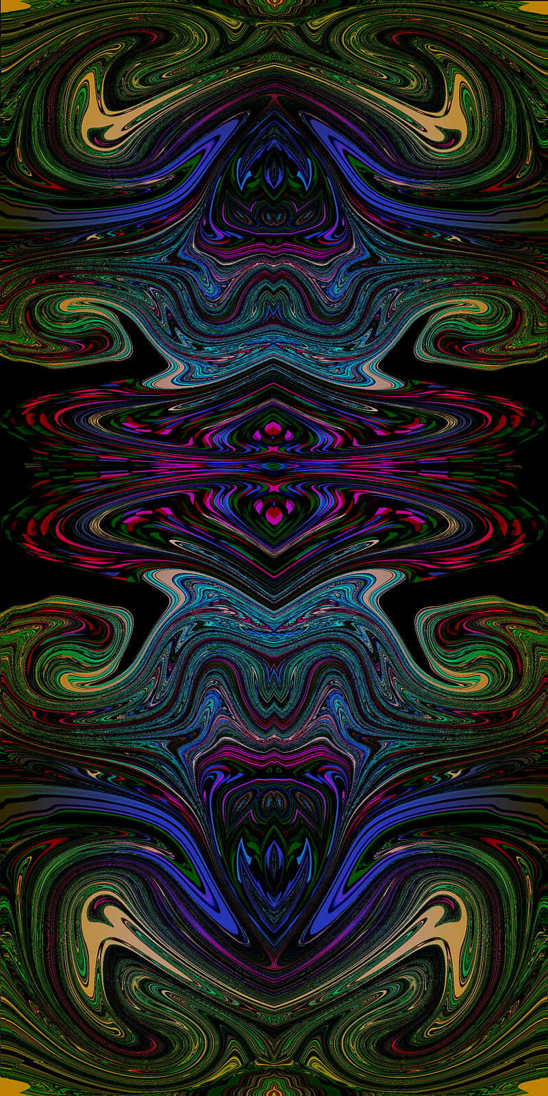 neon colors, black background, mesmerizing fractal pattern, HD Phone Wallpaper