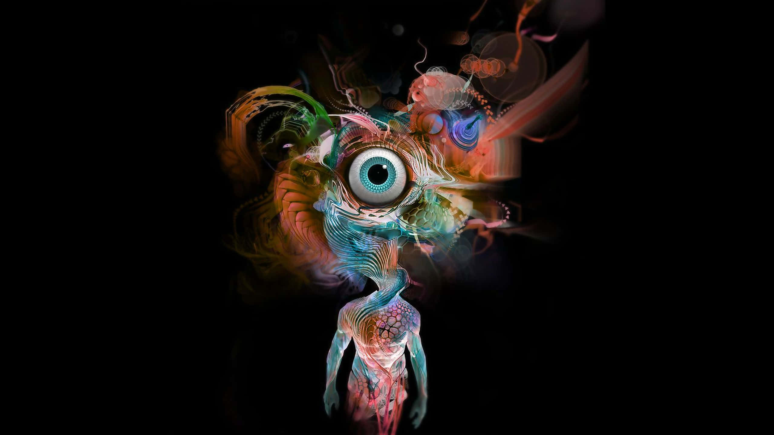 Dark Psychedelic HD, giant eye, glowing veins, 2K Desktop Wallpaper