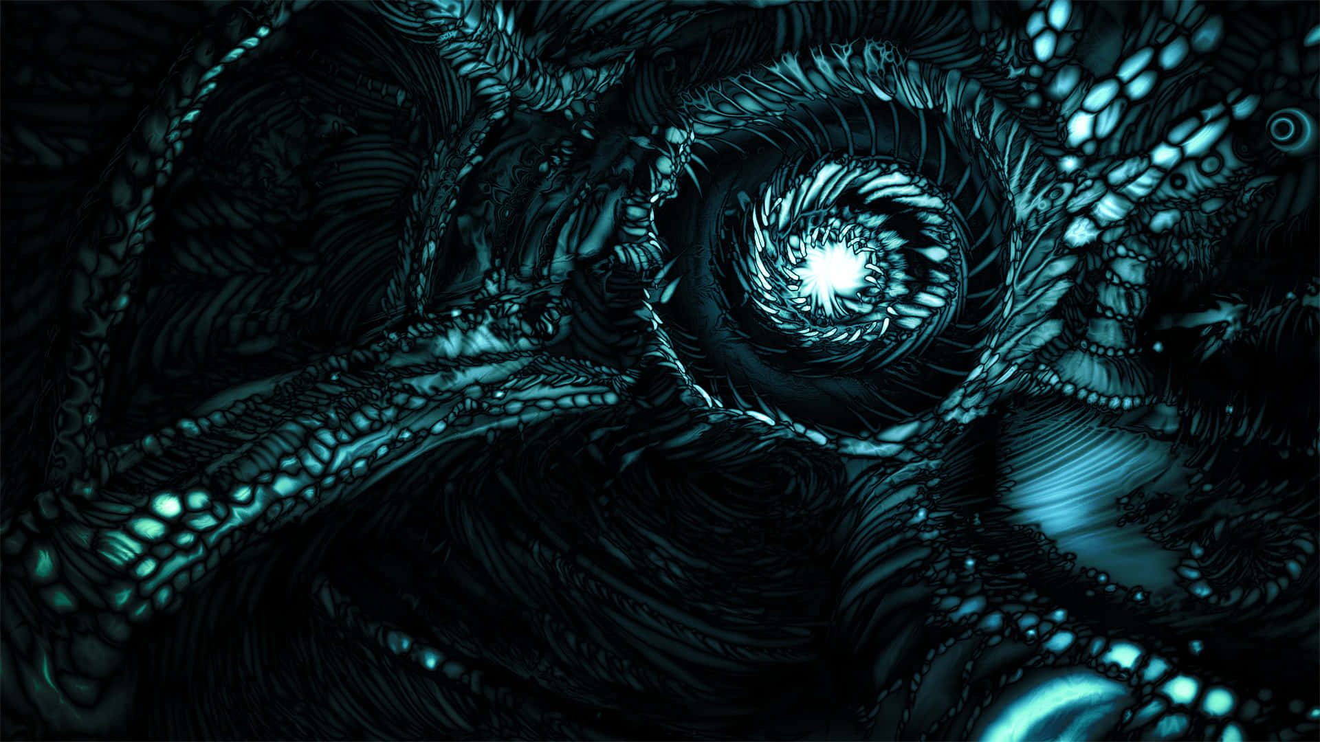 Dark Psychedelic HD, teal, black, Full HD Desktop Wallpaper