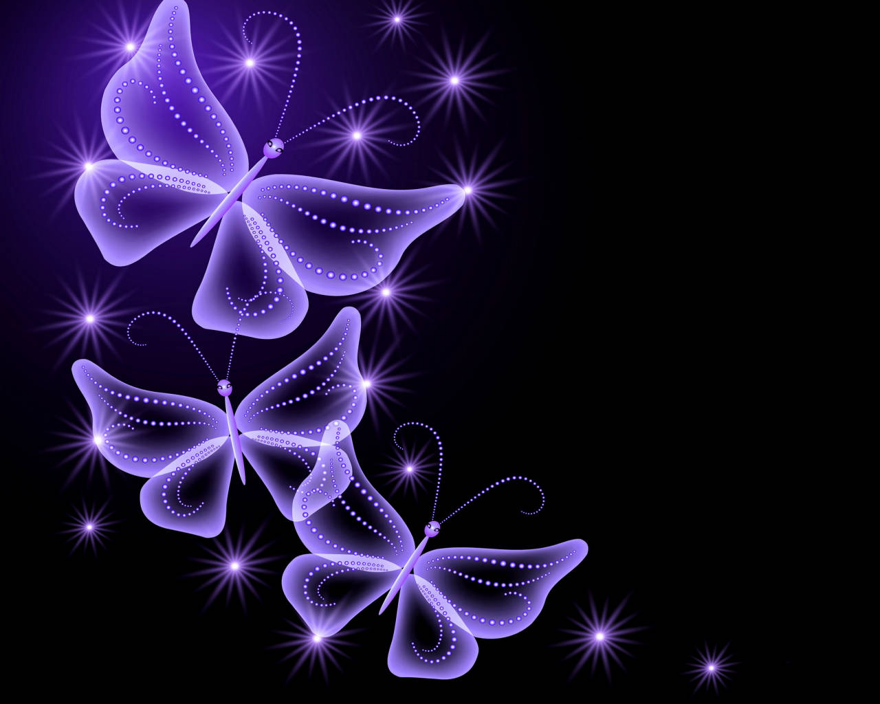 Dark Purple Aesthetic, glowing purple butterflies, dotted wings, HD Desktop Wallpaper