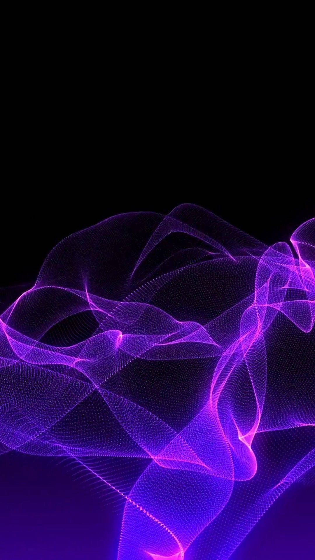 Dark Purple Aesthetic, vibrant purple glowing waveforms, stark black background, Full HD Phone Wallpaper