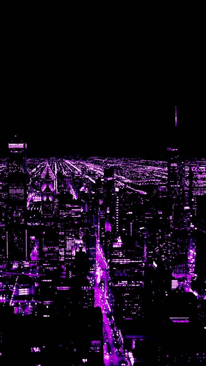 Dark Purple Aesthetic, city lights, aerial view, HD Phone Wallpaper