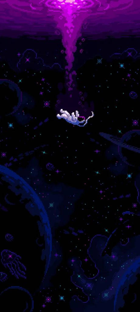Dark Purple Aesthetic, galaxy art, pixelated astronaut, SD Phone Wallpaper