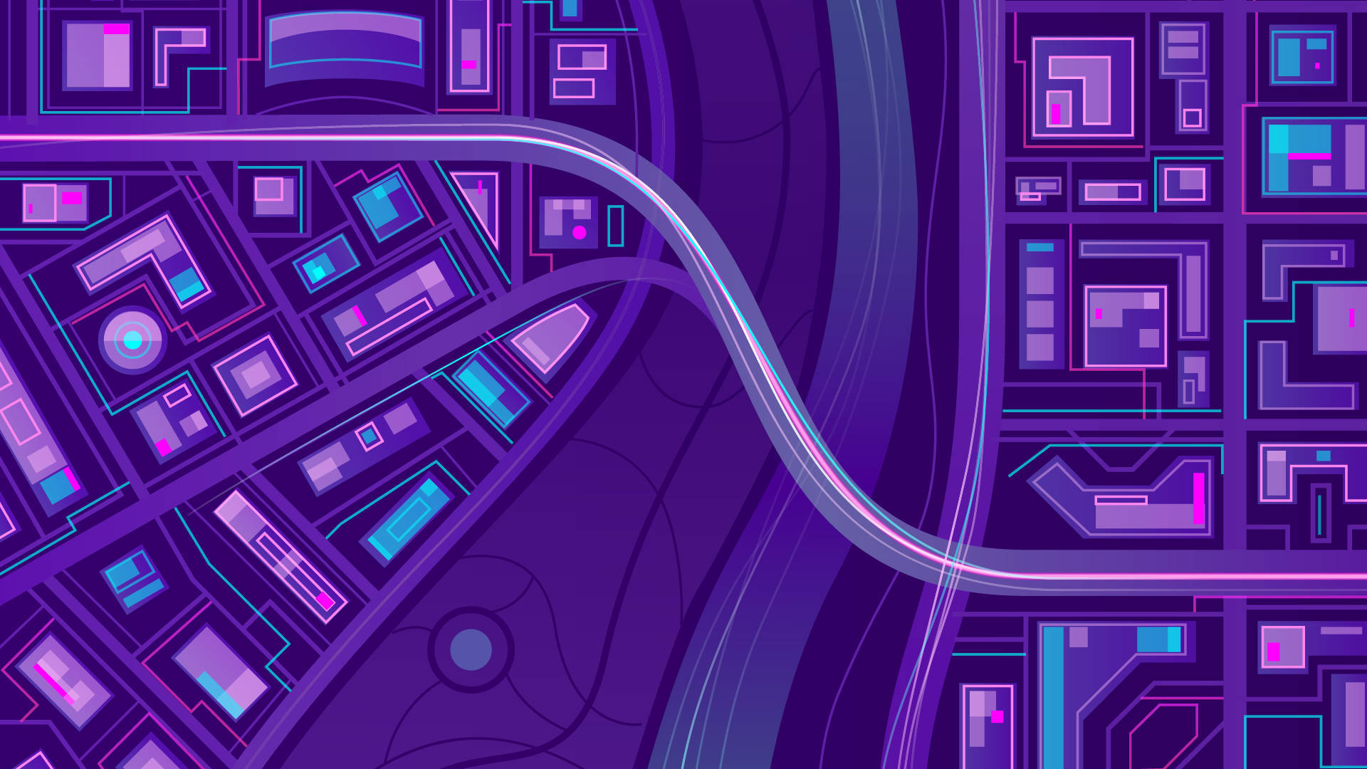Dark Purple Collage Aesthetic, 1920 x 1080, futuristic cityscape, Full HD Desktop Wallpaper