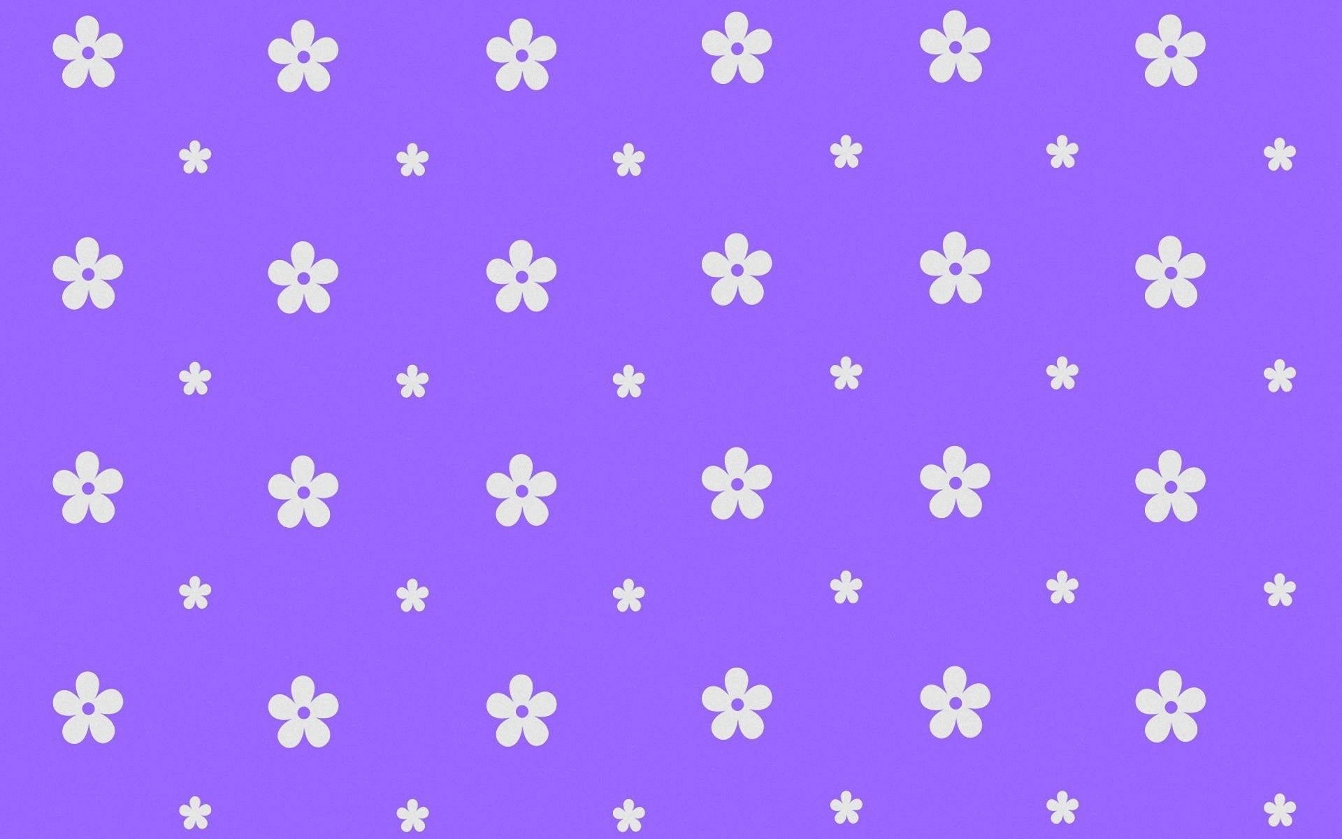 dark purple collage aesthetic, vibrant purple background, scattered white stylized flowers, Full HD Desktop Wallpaper