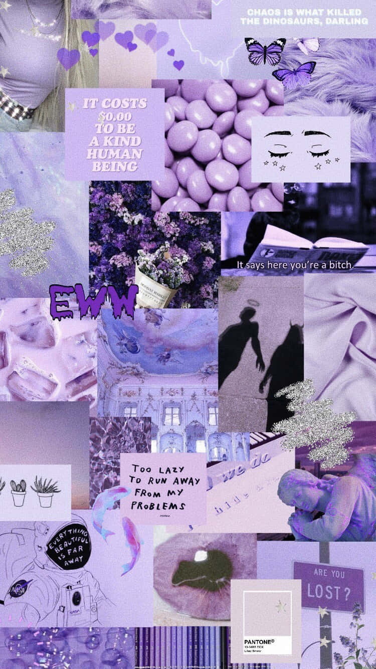 Pastel Purple Collage, dreamy purple-themed collage, text quotes, HD Phone Wallpaper