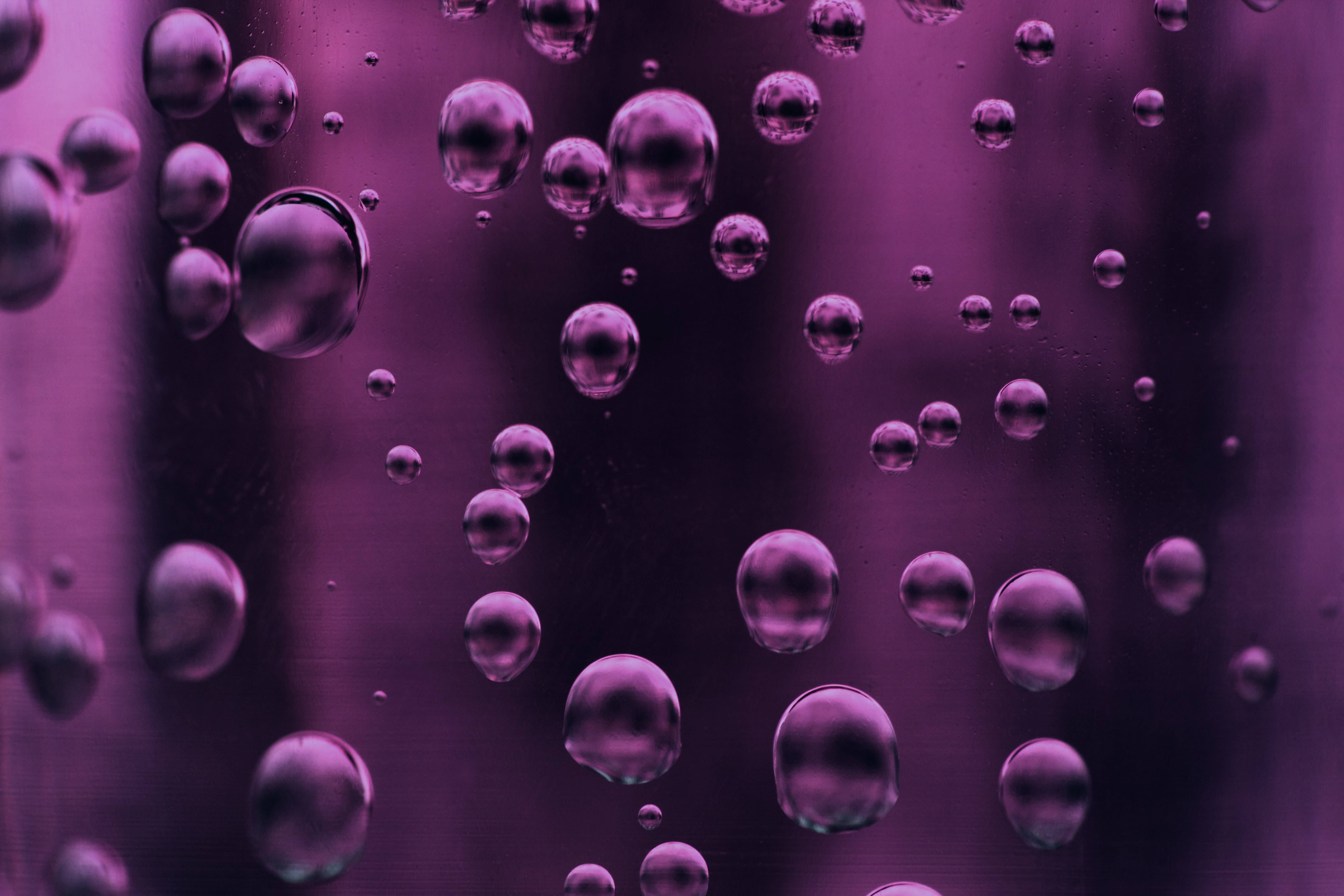 dark purple desktop, glistening purple bubbles, liquid, 5K Desktop Wallpaper
