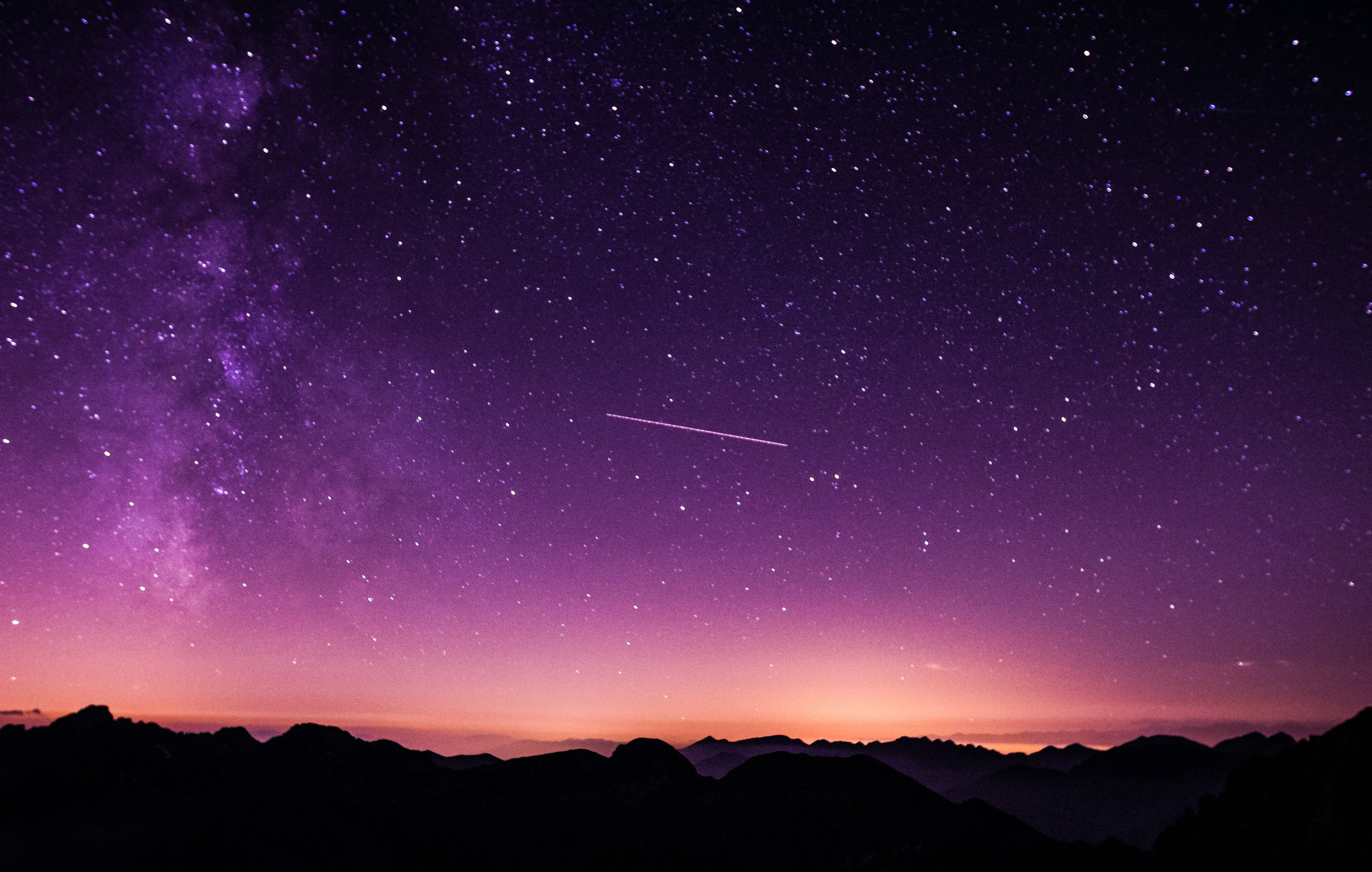 dark purple desktop, vibrant purple, pink starry night sky, 5K Desktop Wallpaper