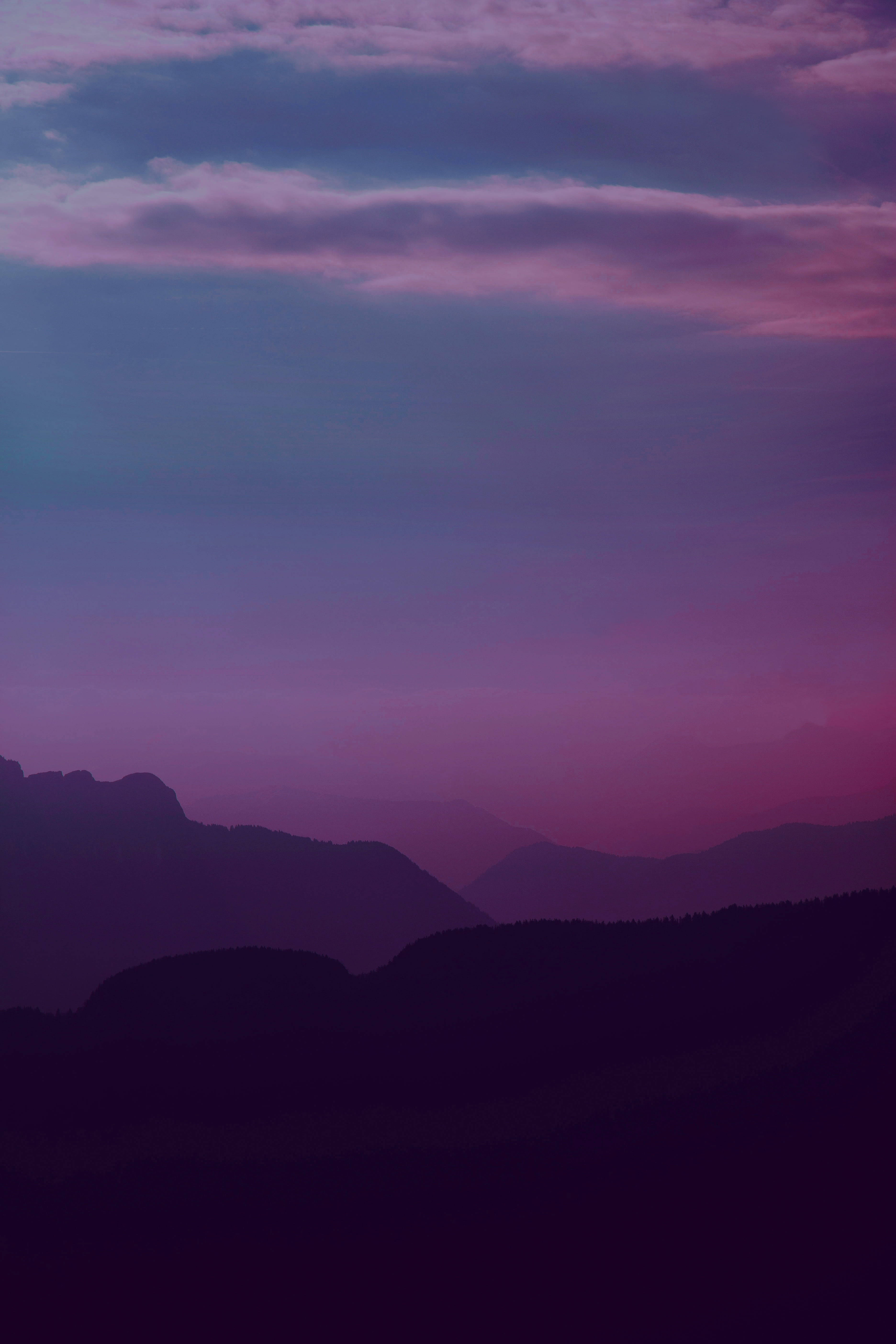 Sky Mountains, Dark Purple iPhone, mountain ranges, 5K Phone Wallpaper
