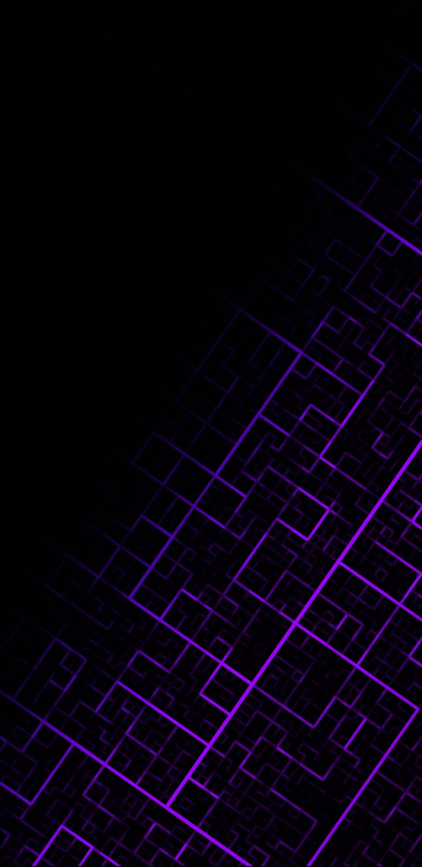 Dark Purple iPhone, vibrant purple, fractal lines, 2K Phone Wallpaper