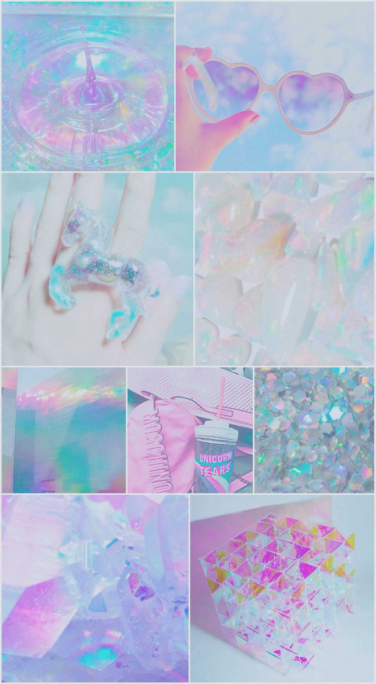 aesthetic purple iphone, pastel holographic, heart-shaped sunglasses, Full HD Phone Wallpaper