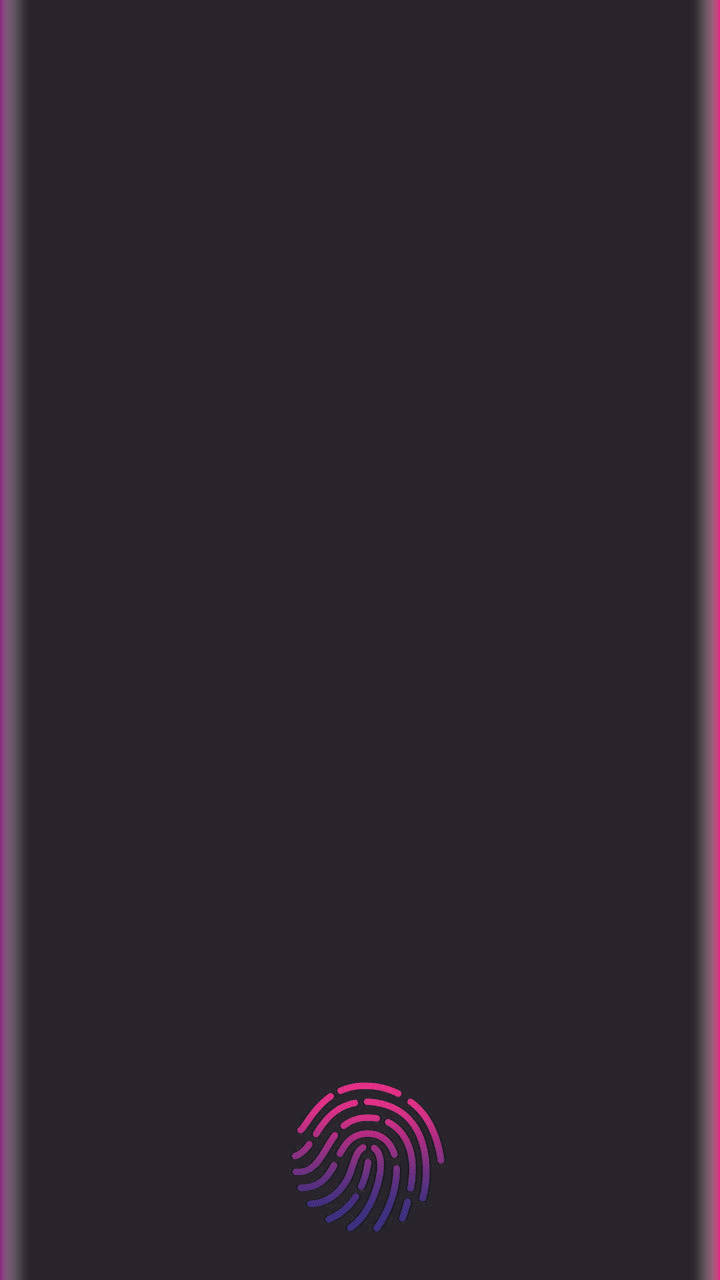 Dark Purple Fingerprint Phone, glowing pink and purple fingerprint icon, minimalist dark wallpaper, HD Phone Wallpaper