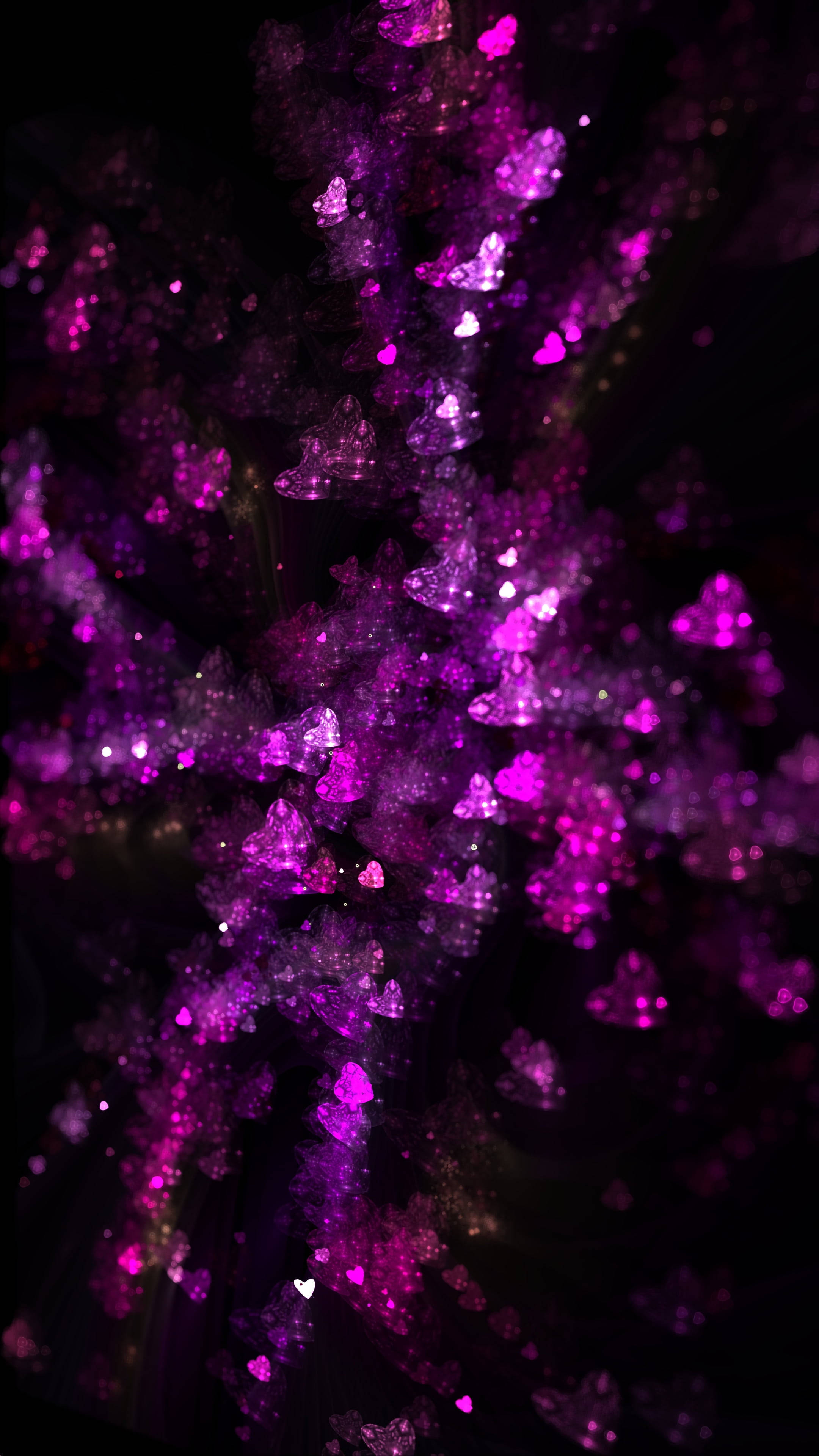 Dark Purple, hearts, glitters, 4K Phone Wallpaper