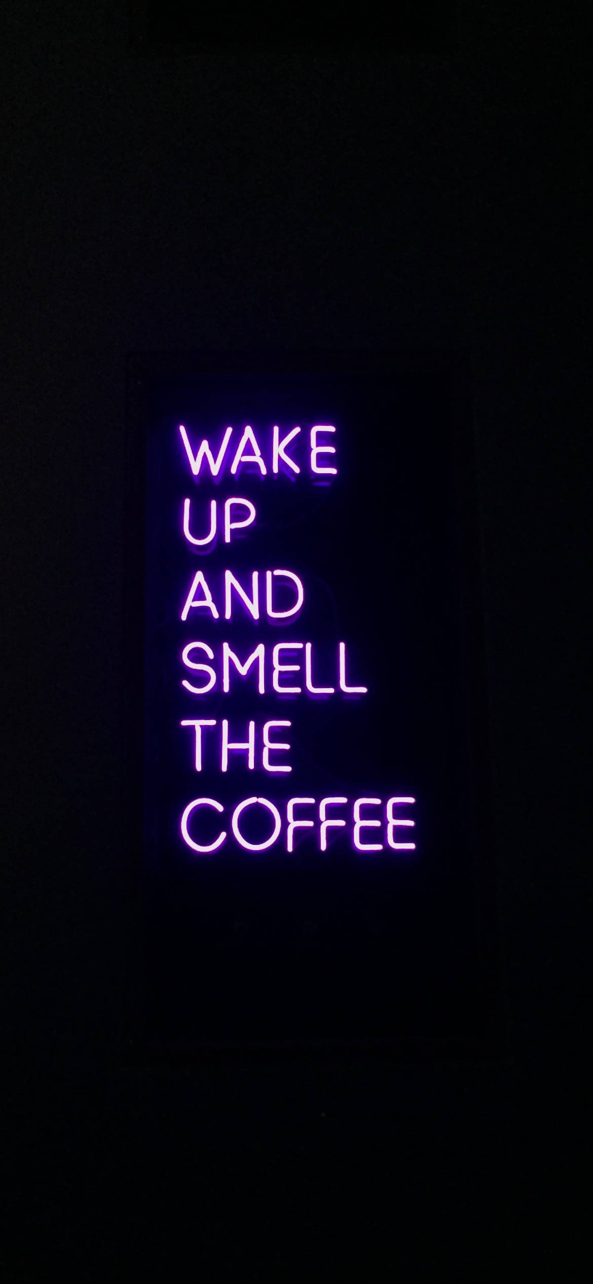 Dark Purple Coffee Signage, glowing purple neon sign, wake up and smell the coffee, Full HD Phone Wallpaper