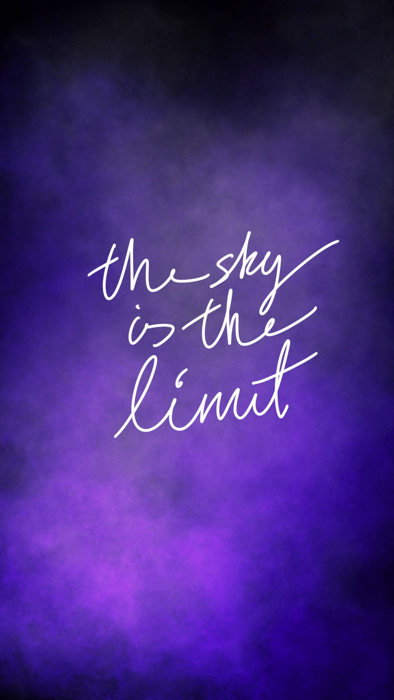 Sky Is Limit, dark purple, white cursive text, 2K Phone Wallpaper