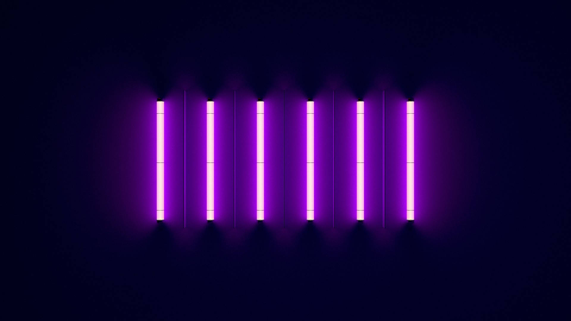 dark purple neon lights, glowing purple neon tubes, deep black background, Full HD Desktop Wallpaper