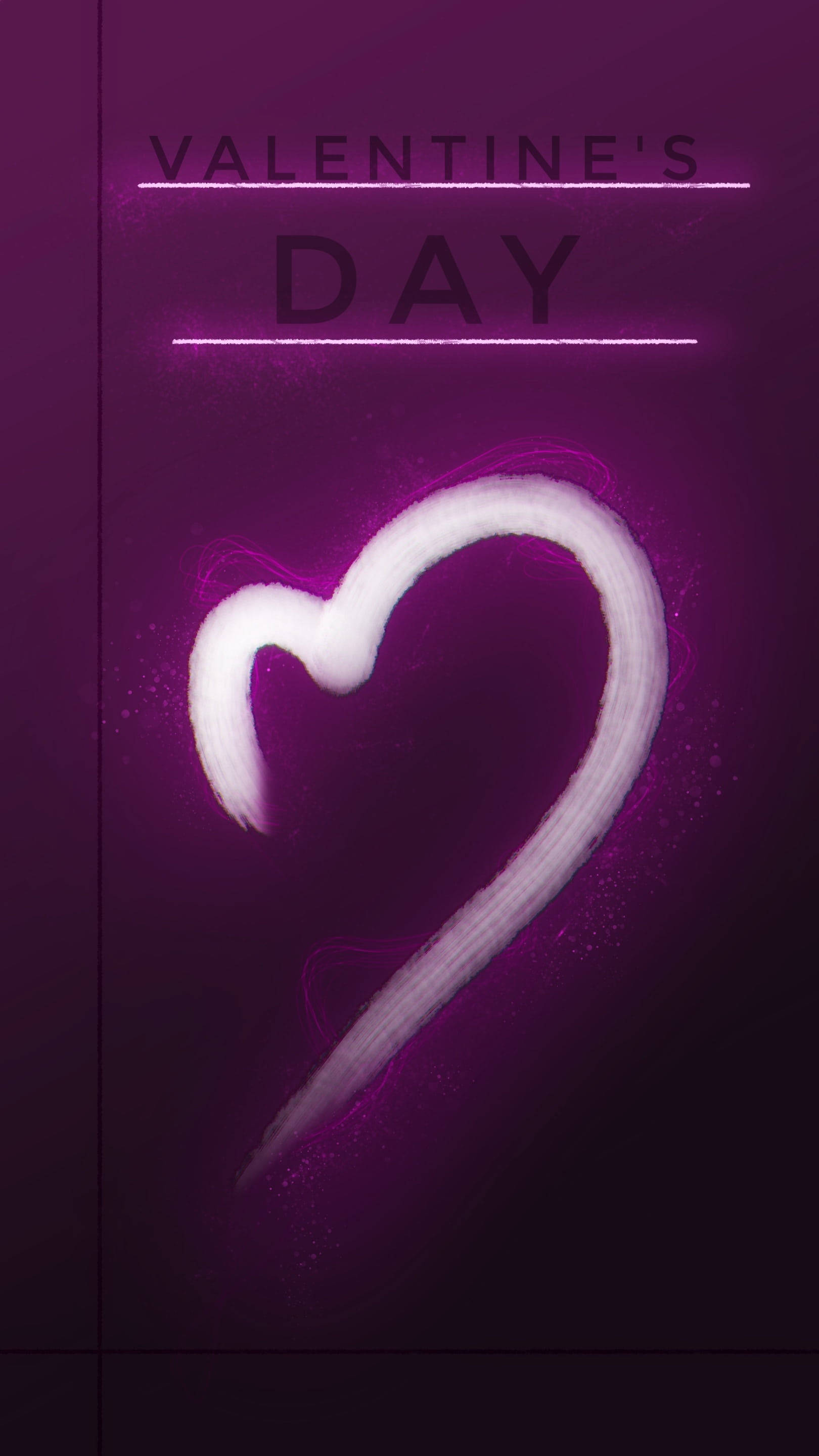 Valentine's Day, dark purple, glowing white heart, 2K Phone Wallpaper