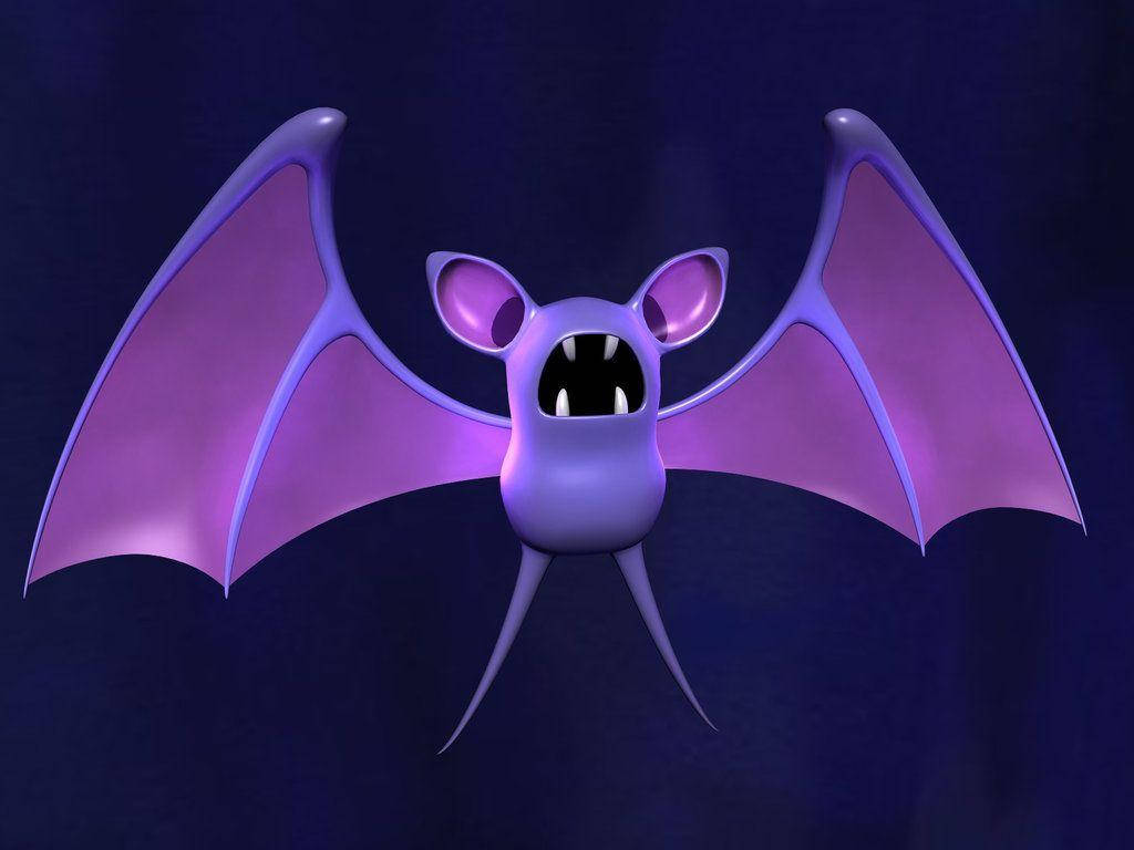 3D Zubat, purple bat, wide wings, SD Desktop Wallpaper
