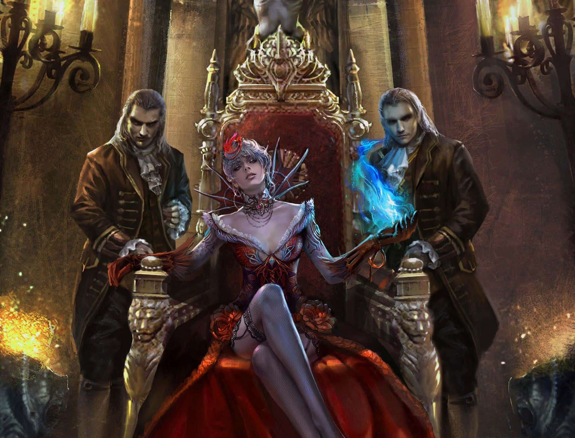 Dark Queen, 1919 x 1461, red gown, HD Desktop Wallpaper