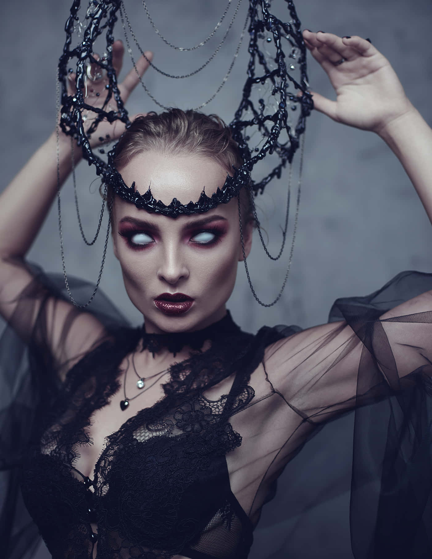 Dark Queen, black lace, chains, HD Phone Wallpaper