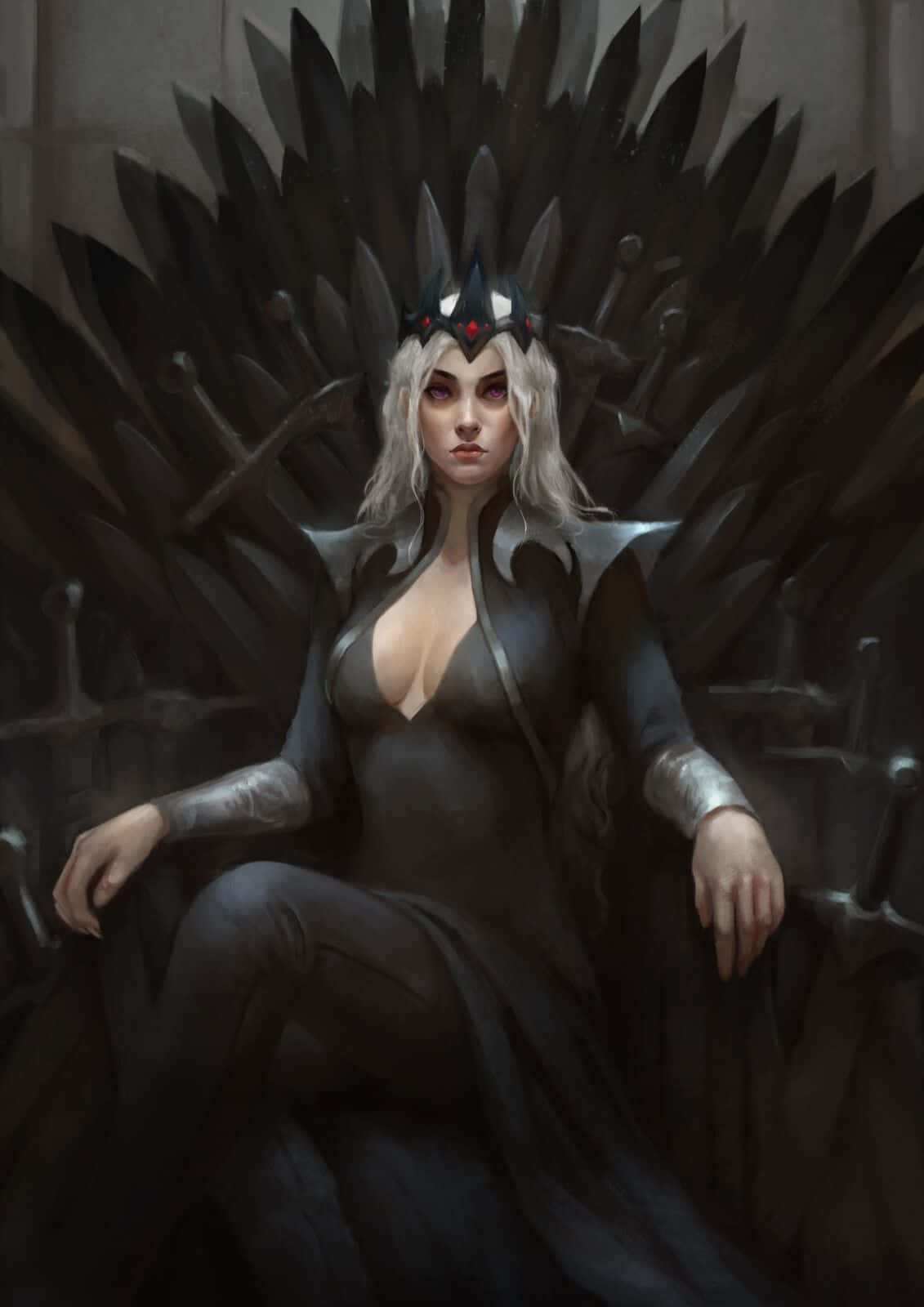 Dark Queen, silver hair, red eyes, HD Phone Wallpaper