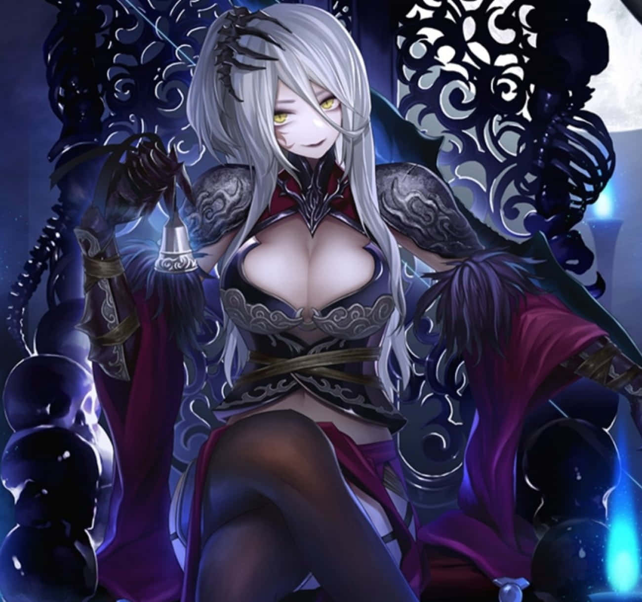 Dark Queen, silver hair, yellow eyes, HD Desktop Wallpaper