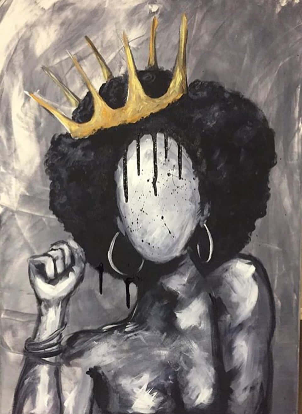 Dark Queen, gold crown, afro hairstyle, HD Phone Wallpaper