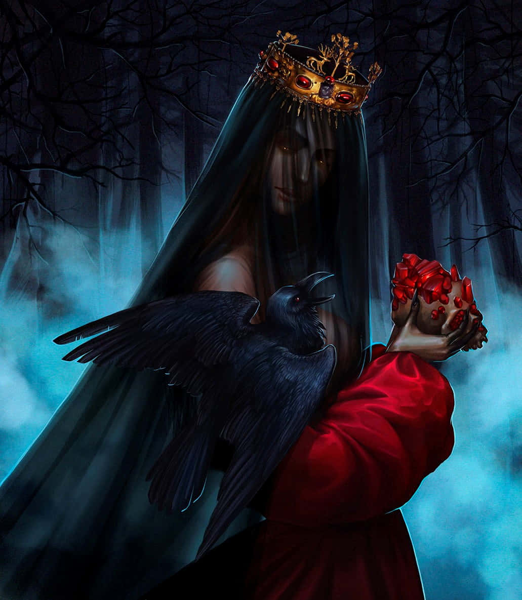 Dark Queen, black veil, shattered red heart, SD Phone Wallpaper